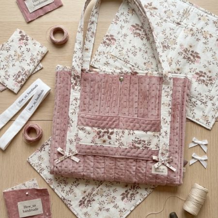 Handmade quilted tote bag-dusty pink