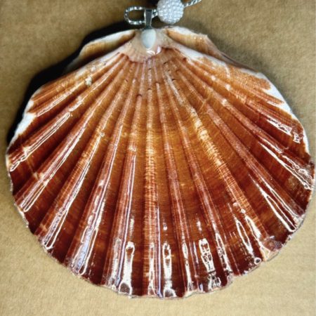 Shell Christmas ornament, multicoloured resin decoupage