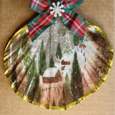Christmas ornament shell decoupage resin