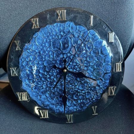 30cm blue epoxy resin wall clock