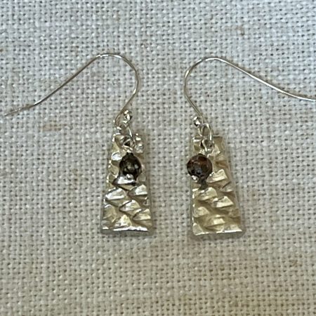 Silver dangle earrings with pyrite gemstone