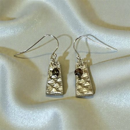 Silver dangle earrings with pyrite gemstone