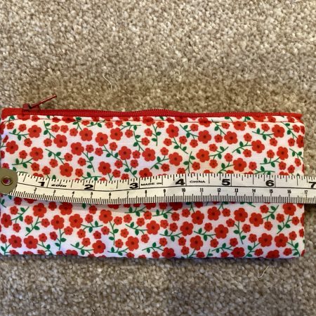 Brand New Small Lined Zipped White With Small Red Poppies, Fabric Make Up Bag/Brushes Pouch/Jewellery Purse