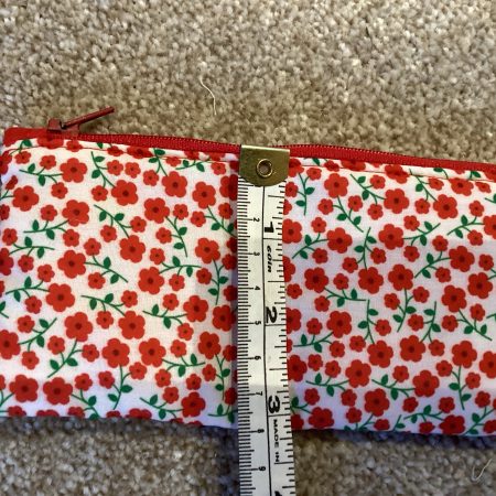 Brand New Small Lined Zipped White With Small Red Poppies, Fabric Make Up Bag/Brushes Pouch/Jewellery Purse