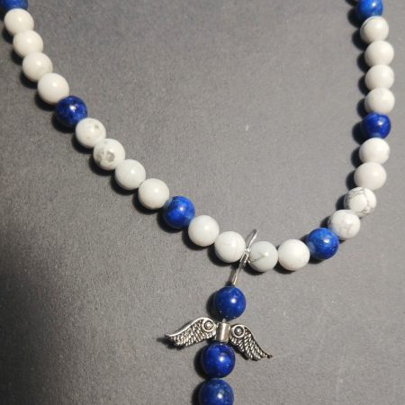Neckless with natural gemstones with angel