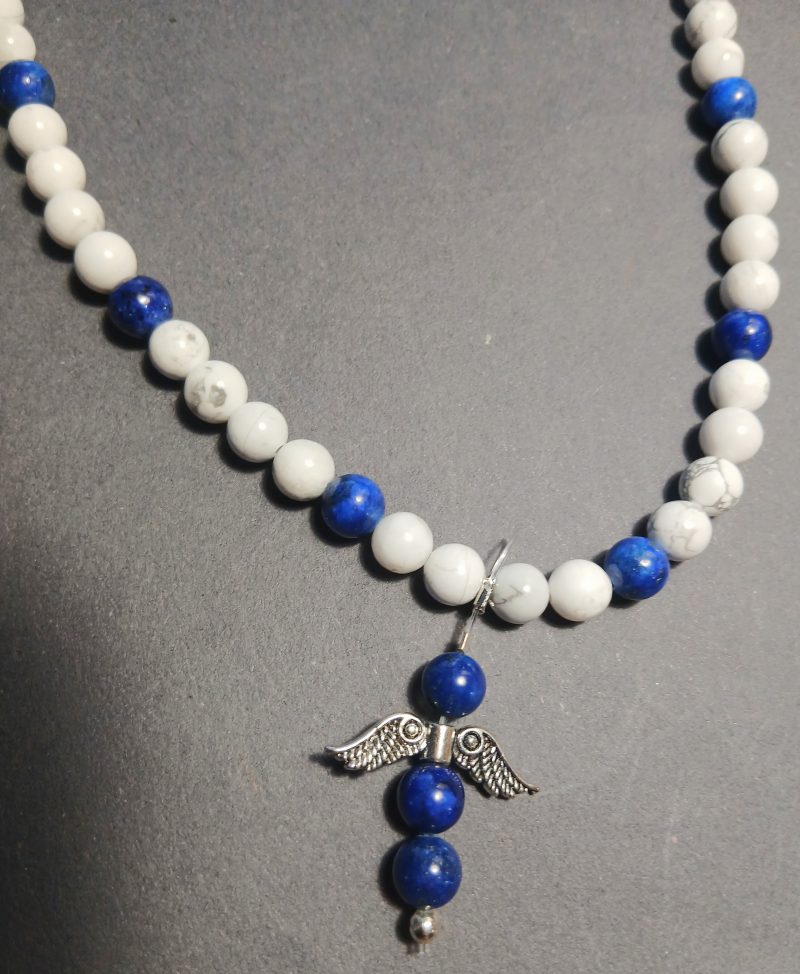 Neckless with natural gemstones with angel