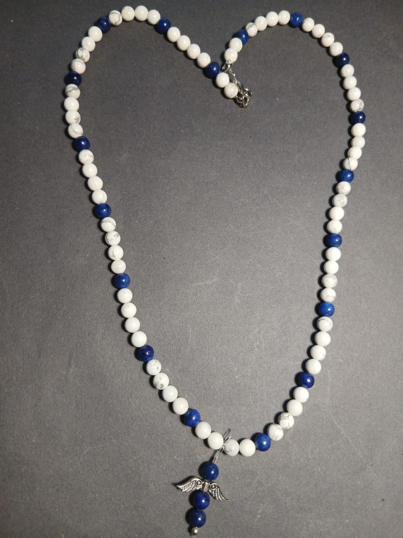 Neckless with natural gemstones with angel