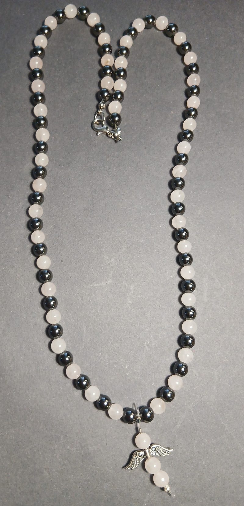 Neckless with natural gemstones with angel
