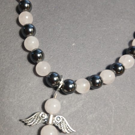 Neckless with natural gemstones with angel