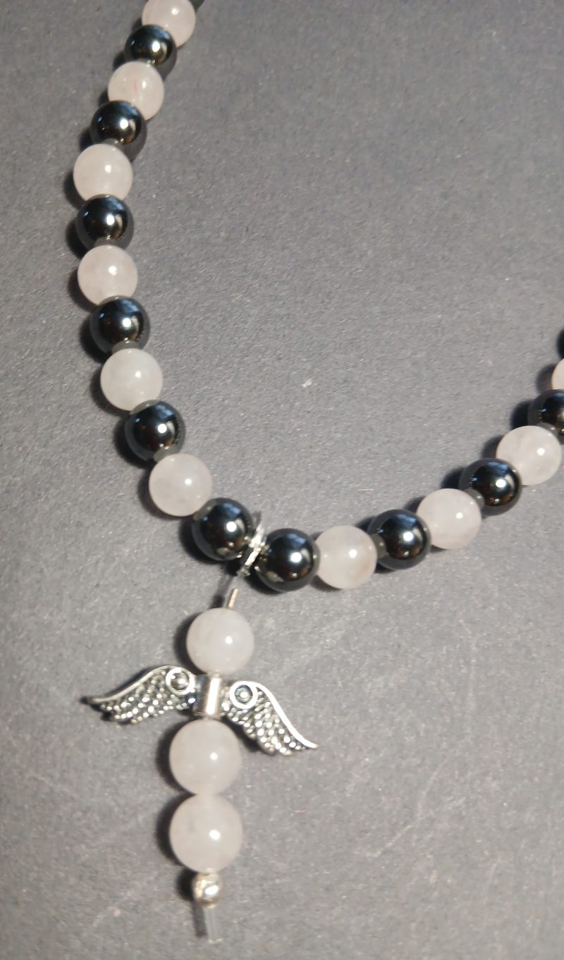 Neckless with natural gemstones with angel
