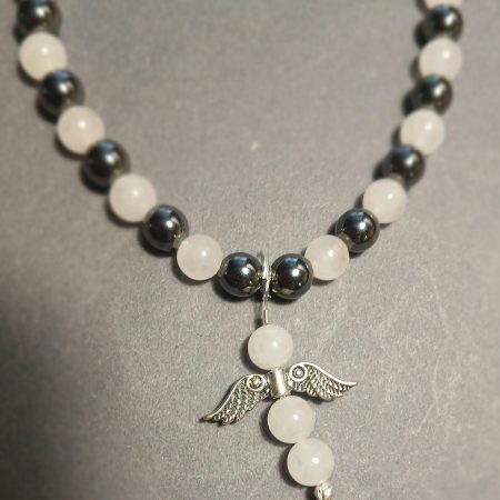 Neckless with natural gemstones with angel