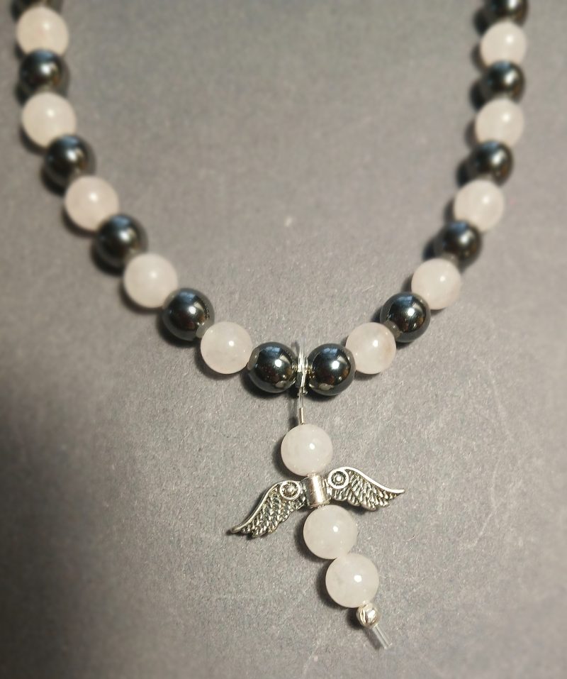 Neckless with natural gemstones with angel