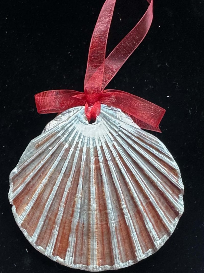 Christmas ornament shell with resin and decoupage