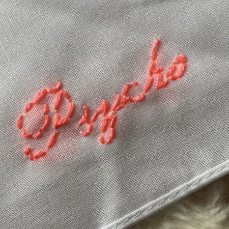 White cotton hand sewn psycho handkerchief