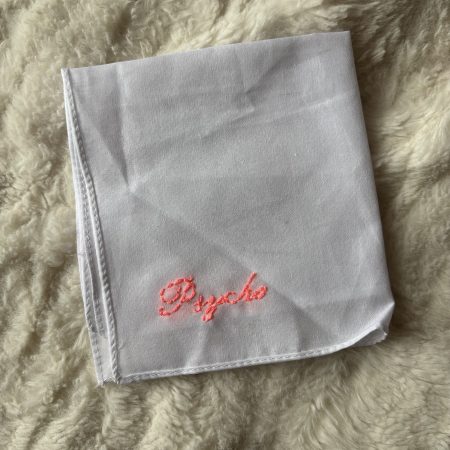White cotton hand sewn psycho handkerchief