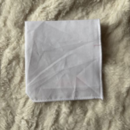 White cotton hand sewn psycho handkerchief