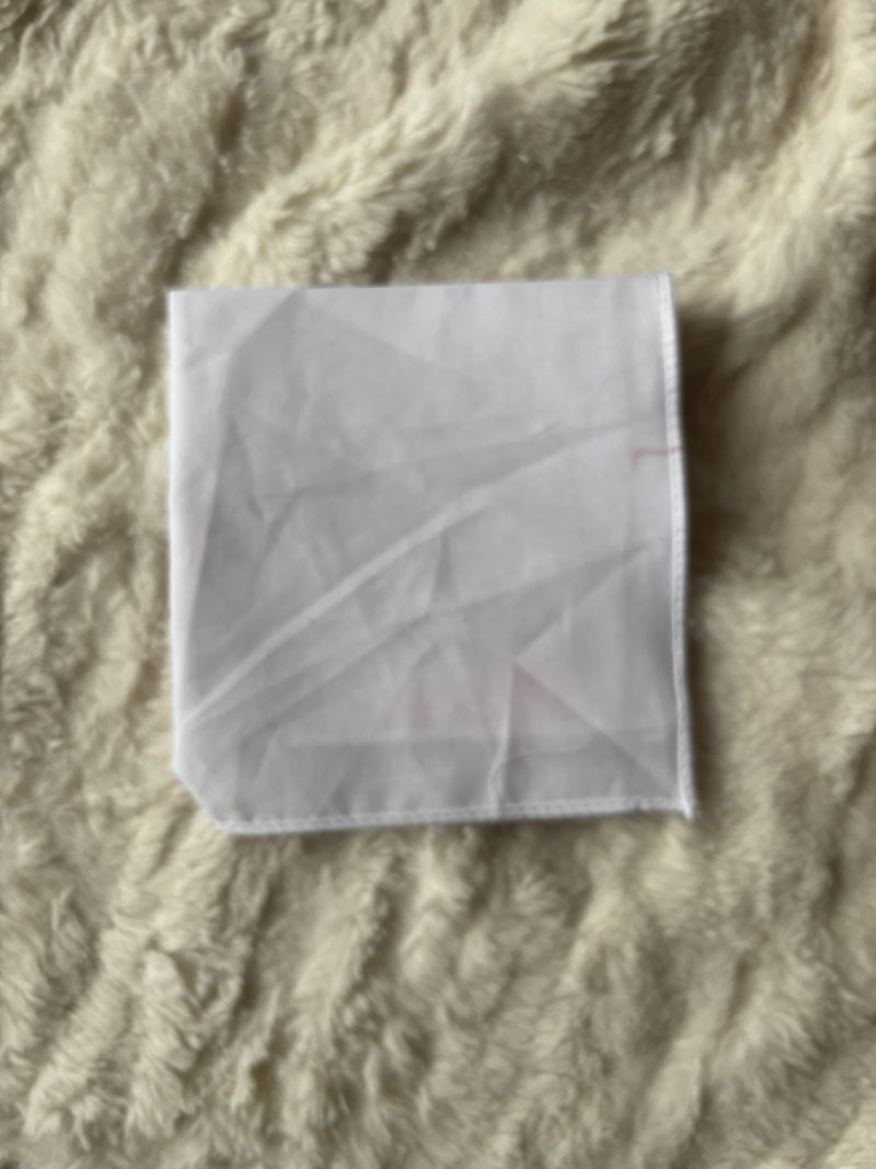 White cotton hand sewn psycho handkerchief