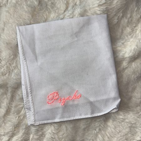 White cotton hand sewn psycho handkerchief