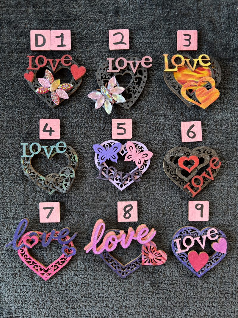 Love Hearts Handmade Wooden Fridge Magnets (MULTIBUY 20% OFF!)