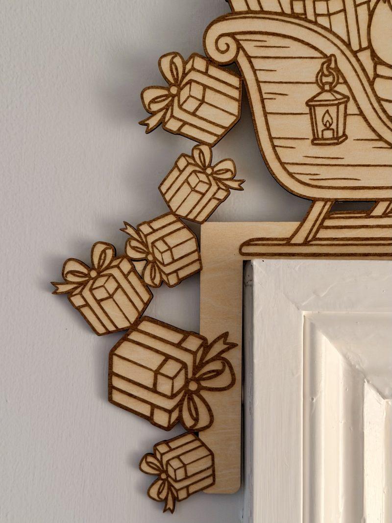 Paint Your Own Wooden Santa Sleigh Door Corner Decoration