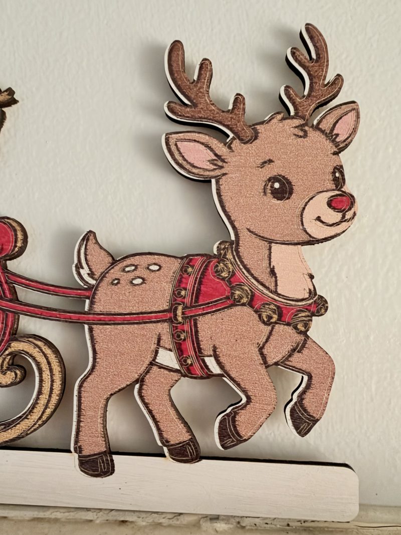 Full Colour Wooden Santa Sleigh Door Corner Decoration