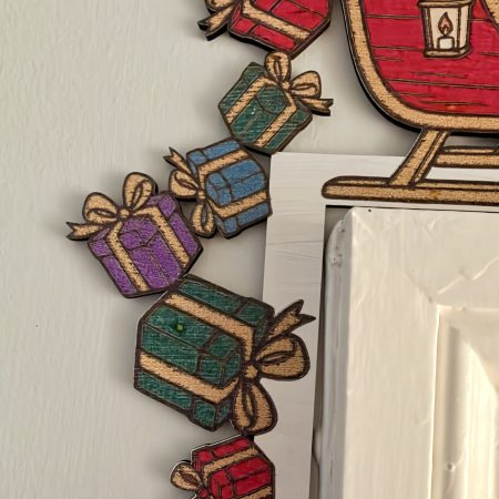 Full Colour Wooden Santa Sleigh Door Corner Decoration