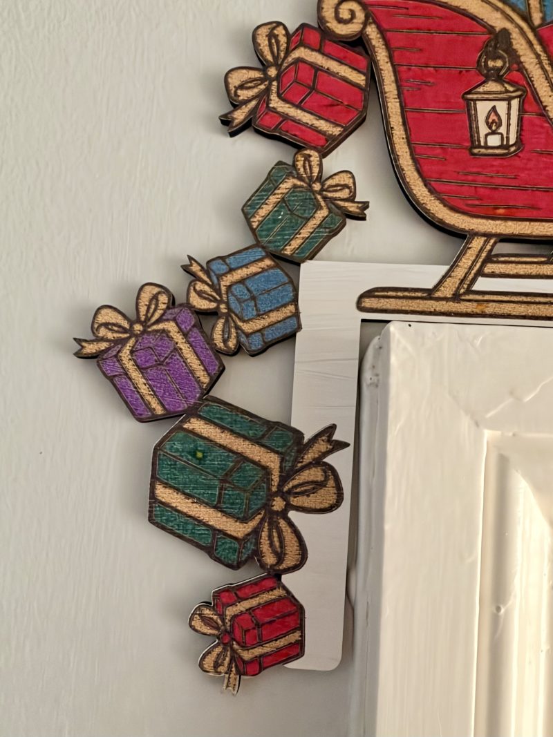 Full Colour Wooden Santa Sleigh Door Corner Decoration