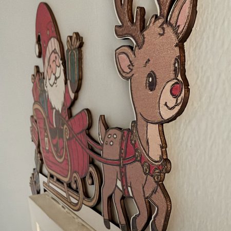 Full Colour Wooden Santa Sleigh Door Corner Decoration