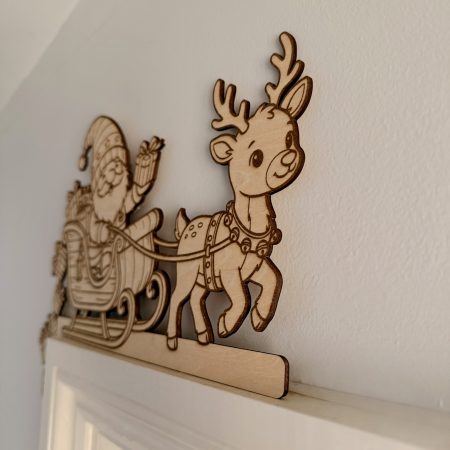 Paint Your Own Wooden Santa Sleigh Door Corner Decoration