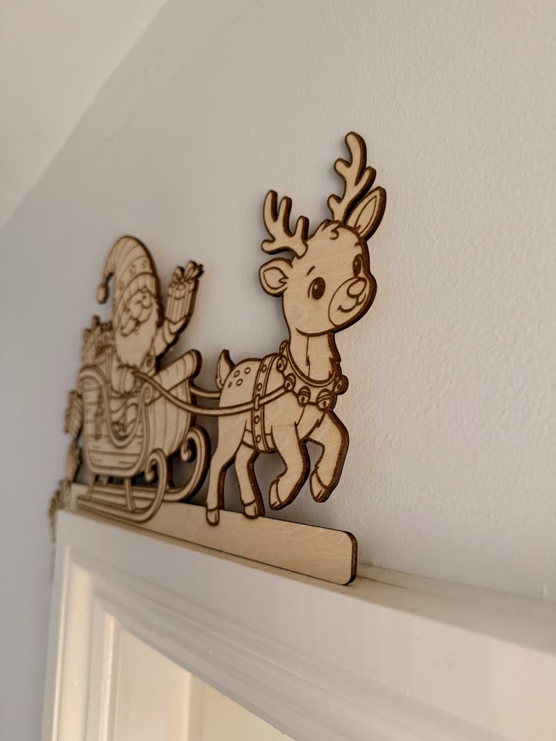 Paint Your Own Wooden Santa Sleigh Door Corner Decoration