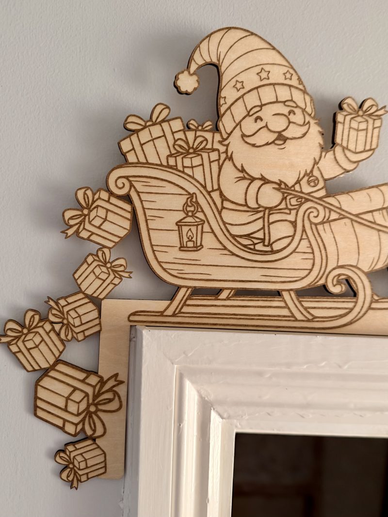 Paint Your Own Wooden Santa Sleigh Door Corner Decoration