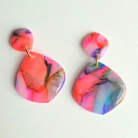 Multicolour Abstract Statement Drop Earrings