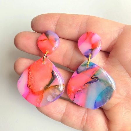 Multicolour Abstract Statement Drop Earrings