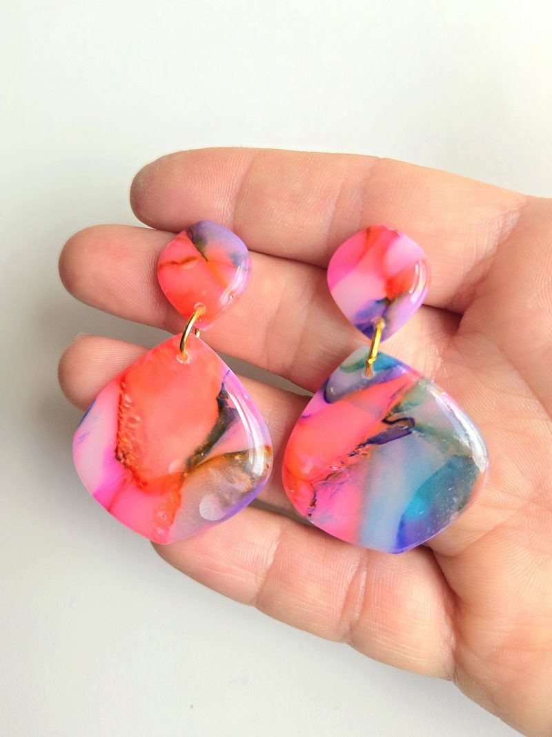 Multicolour Abstract Statement Drop Earrings