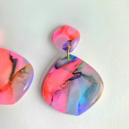 Multicolour Abstract Statement Drop Earrings