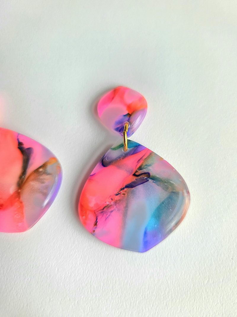 Multicolour Abstract Statement Drop Earrings