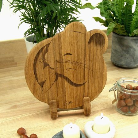 Mouse Chopping Board: Oak Sleepy Dormouse Cheese Board, UK Hand Made