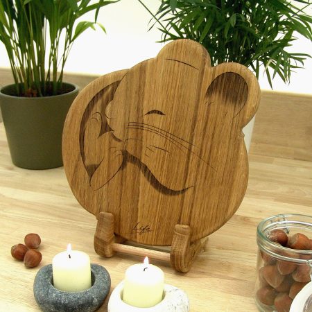 Mouse Chopping Board: Oak Sleepy Dormouse Cheese Board, UK Hand Made