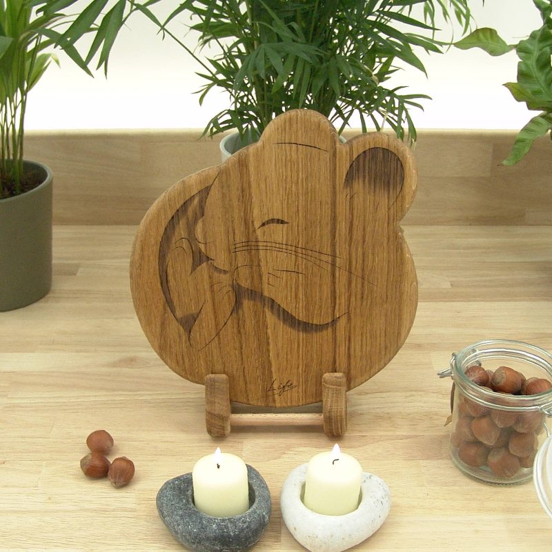 Mouse Chopping Board: Oak Sleepy Dormouse Cheese Board, UK Hand Made