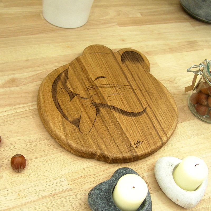 Mouse Chopping Board: Oak Sleepy Dormouse Cheese Board, UK Hand Made