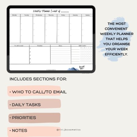 Minimalist Weekly Planner Printable A4 PDF | To-Do List, Habit Tracker
