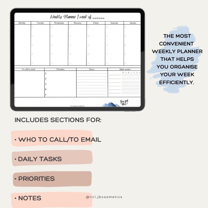 Minimalist Weekly Planner Printable A4 PDF | To-Do List, Habit Tracker