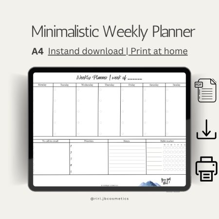 Minimalist Weekly Planner Printable A4 PDF | To-Do List, Habit Tracker