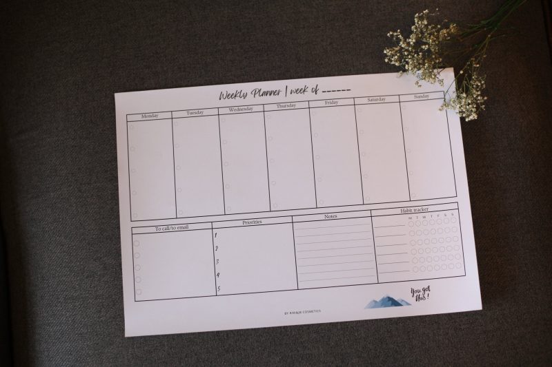 Minimalist Weekly Planner Printable A4 PDF | To-Do List, Habit Tracker