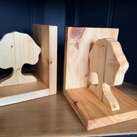 Wooden Tree Bookends, Solid Spruce, Handmade