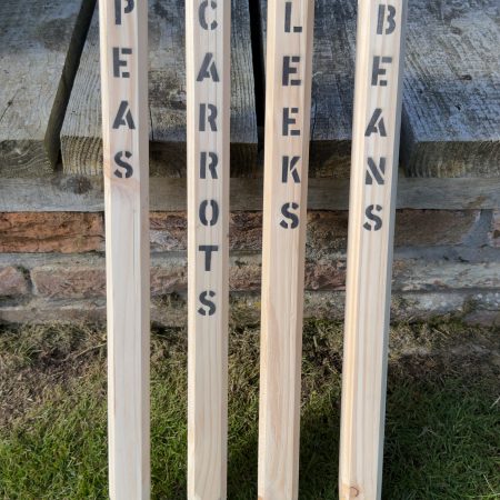 Garden stakes for vegetable beds, pack of 4, personalised