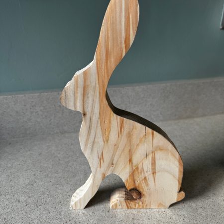 Wooden Hare Sculpture, 30cm, Diamante Collar