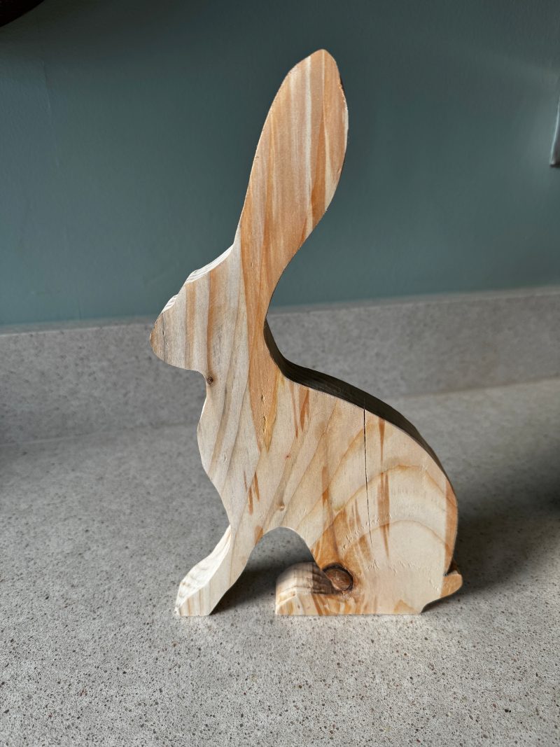 Wooden Hare Sculpture, 30cm, Diamante Collar