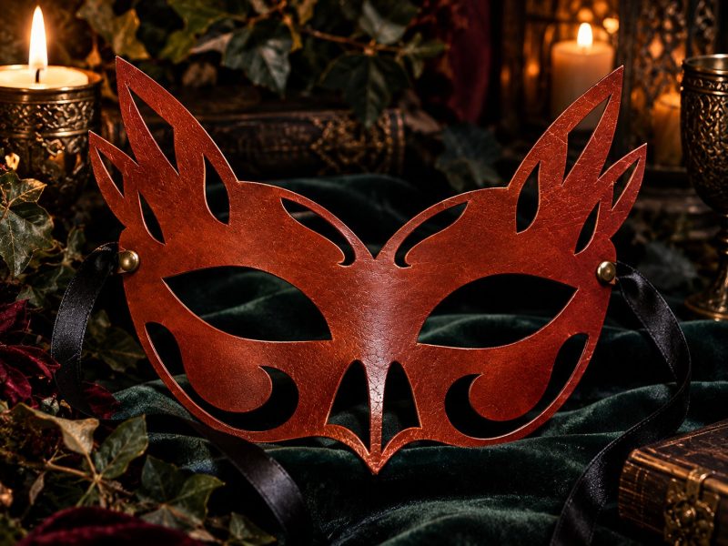 Real Leather Mask in Dark Red, Ladyhawke