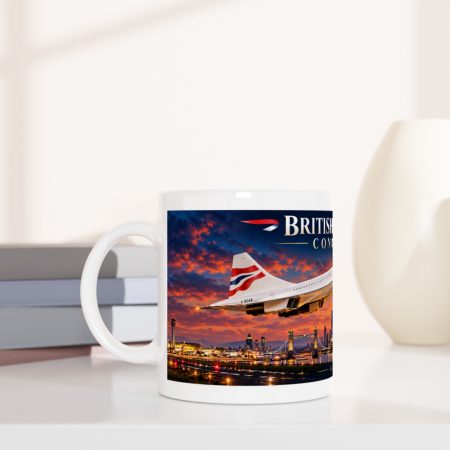 Concorde Mug White Ceramic 11oz London Skyline Aviation Gift